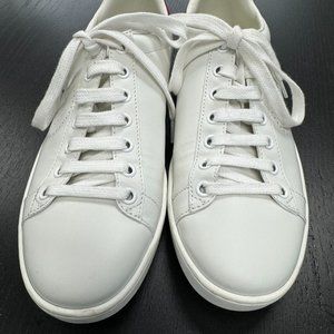 GUCCI White and Red Perforated Interlocking G LEATHER SNEAKERS -WOMEN’S 36.5